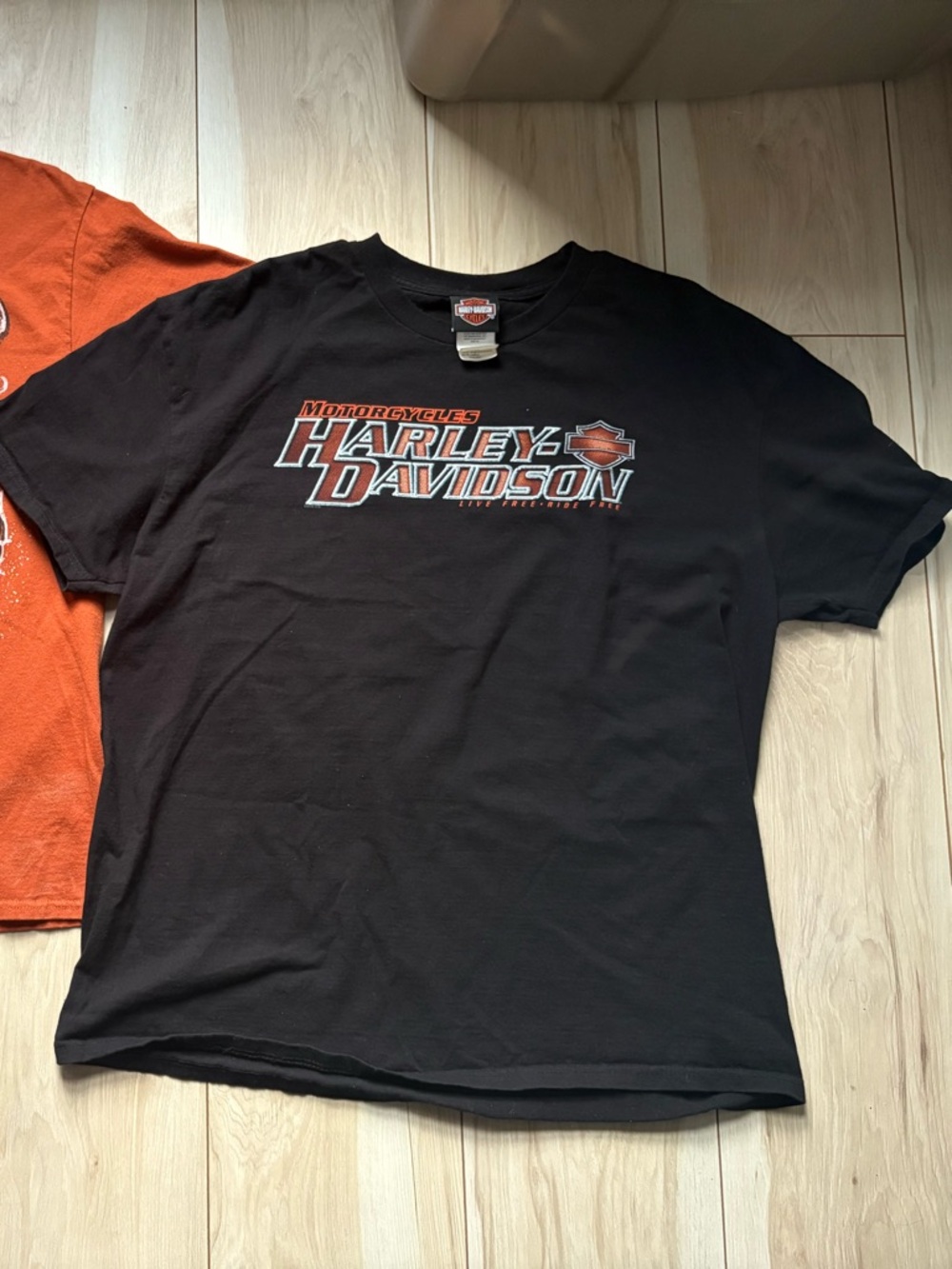 Harley Davidson Mens T Shirt Black Motorcycle Graphic Logo Biker Tee Live Free